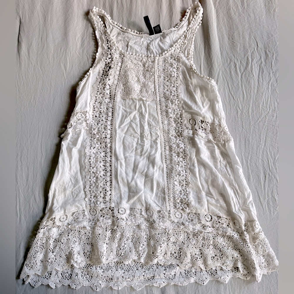 Tilly’s White Lace Mini Beach Cover Up Dress